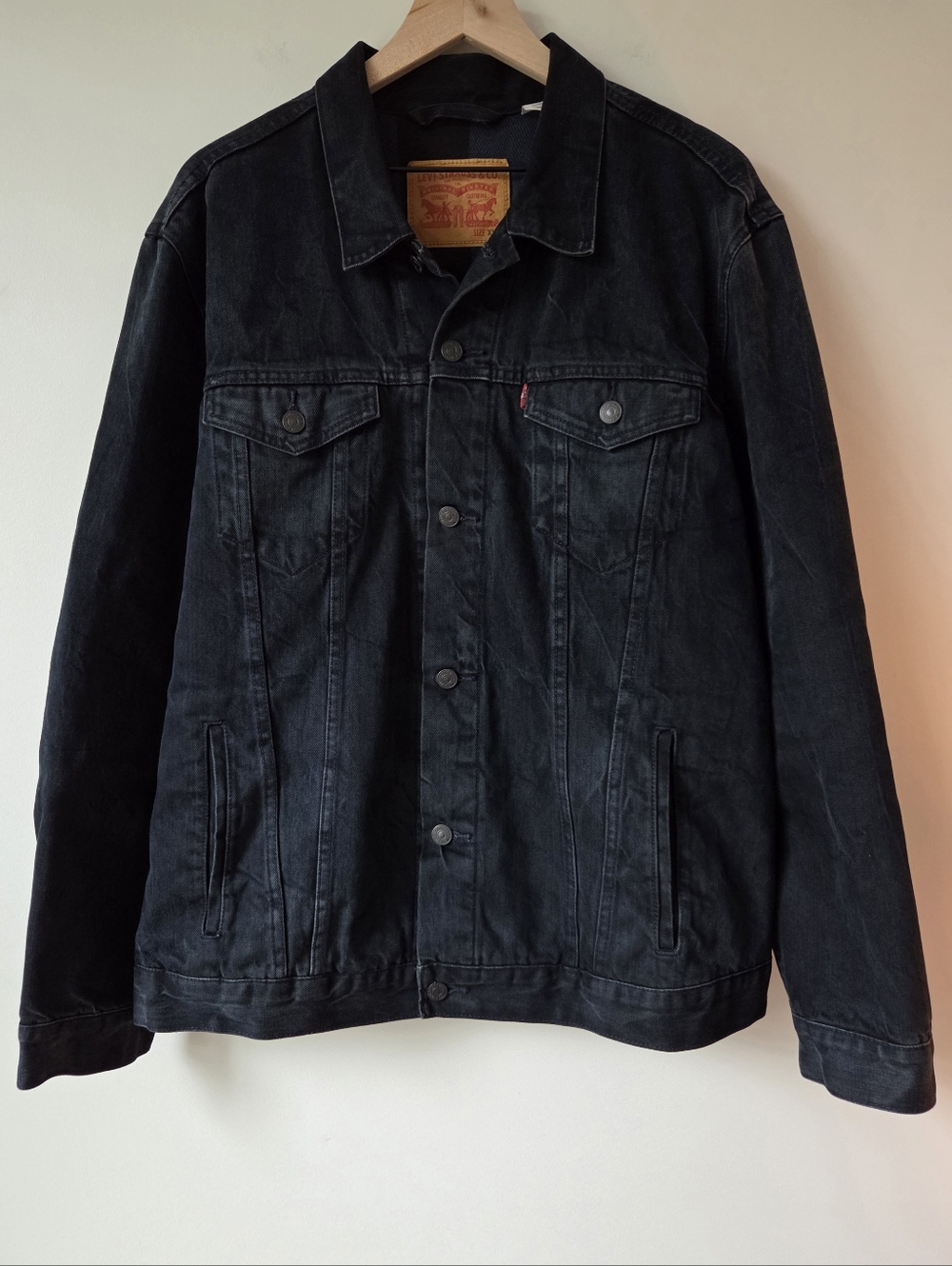 Levis Black Denim Trucker Jacket Relaxed Fit Mens Size XXL - Picture 3 of 8